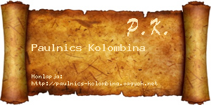 Paulnics Kolombina névjegykártya